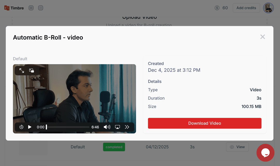 Broll page screenshot result card